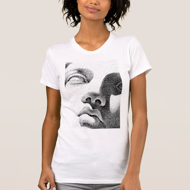 Camiseta Arte de Matriz de Pontos: Face de Mármore Clássica (Frente)