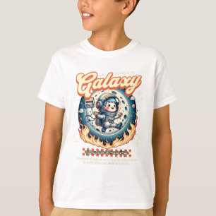 Camiseta Arte de Menina Astronauta Aventura na Galáxia