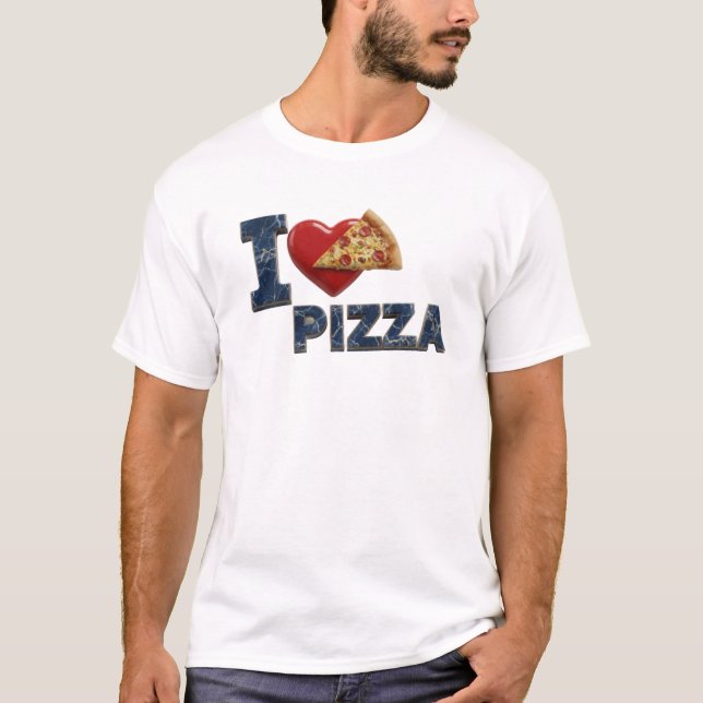 Camiseta Arte de Moda Fresh Blue EU AMO PIZZA (Frente)