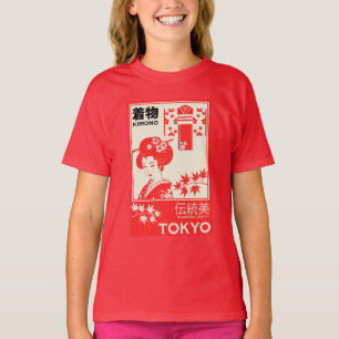 Camiseta Arte de Moda Retro Kimono Japonês