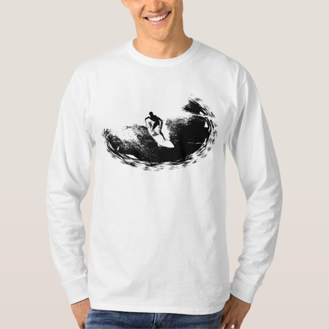 Camiseta Arte de Modelo para-Pop de Tendência de Surfista E (Frente)