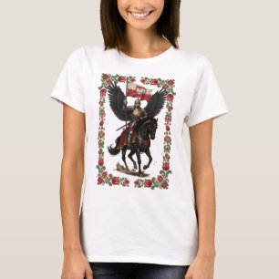 Camiseta Arte de Moldura Folclórica do Hussardo Polonês