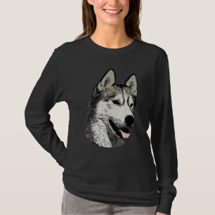 Camiseta Arte de Motivo de Cachorro Arte de Motivo de Husky