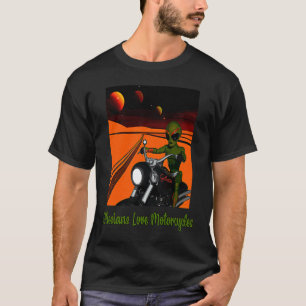 Camiseta Arte de Motocicleta, Motociclista Gliesiano, Alien