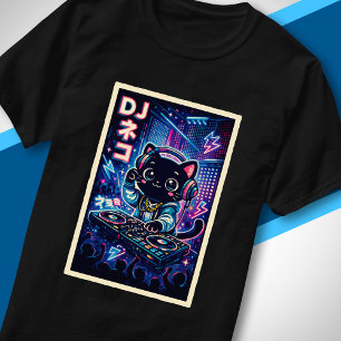 Camiseta Arte de Música Japonesa Cyberpunk Vida Noturna DJ 