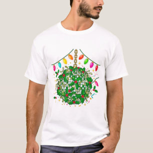 Camiseta Arte de Natal de Bola de Discoteca de Visco