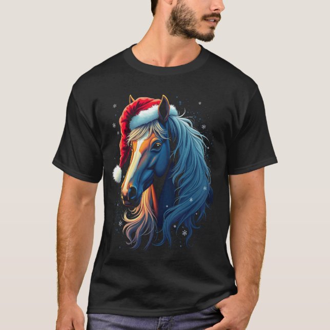 Camiseta Arte de Natal de Cavalos (Frente)