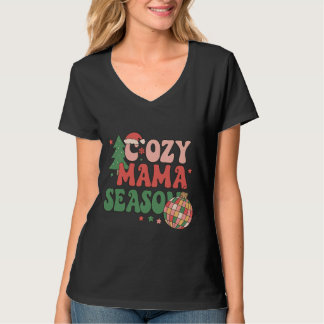 Camiseta Arte de Natal Retrô da Temporada Cozy Mama