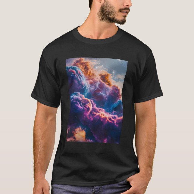 Camiseta Arte de Nebulosa Espacial Abstrata - Cósmica Color (Frente)