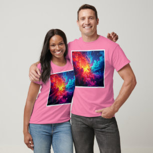 Camiseta Arte de Nebulosa Vibrante: Cor Cósmica