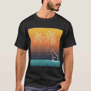 Camiseta Arte de Neon em Linhas de Gato & Palmeiras