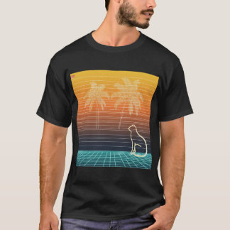 Camiseta Arte de Neon em Linhas de Gato & Palmeiras