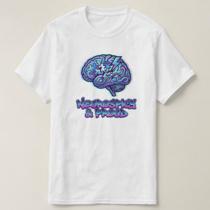 Camiseta Arte de Neurodiversidade Cérebro Neon Neurospicy &