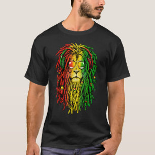 Camiseta Arte de Óculos de Sol Leão Reggae Rasta Para Rasta