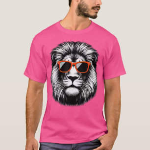 Camiseta Arte de Óculos de sol legal Vestindo Leão