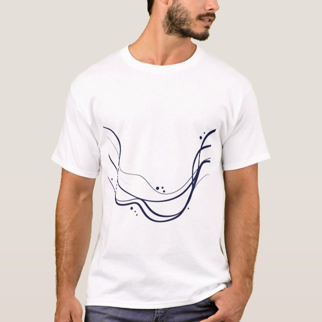 Camiseta Arte de Onda de Linha Minimalista Elegante (Frente)