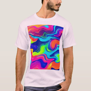 Camiseta Arte de ondas de cores vívidas Abstrato
