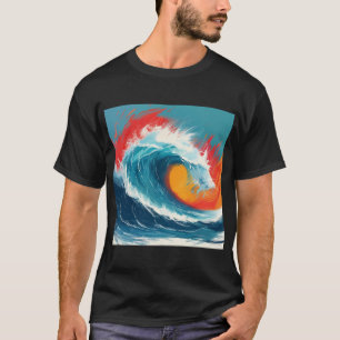 Camiseta Arte de Ondas Fiery Ocean