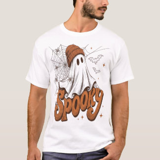 Camiseta Arte de Outono de Fantasma de Gorro de Halloween T