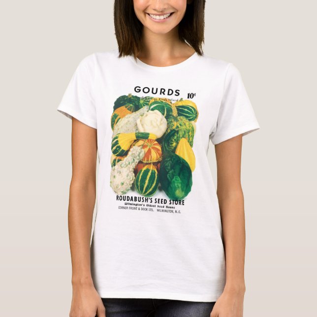 Camiseta Arte de Pacote de Sementes Antigas, Abóboras Diver (Frente)