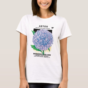Camiseta Arte de Pacote de Sementes Antigas, Flores de Áste