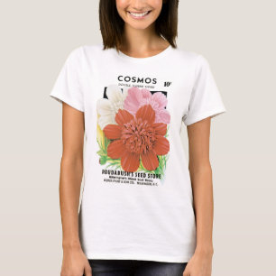 Camiseta Arte de Pacote de Sementes Antigas, Flores de Jard