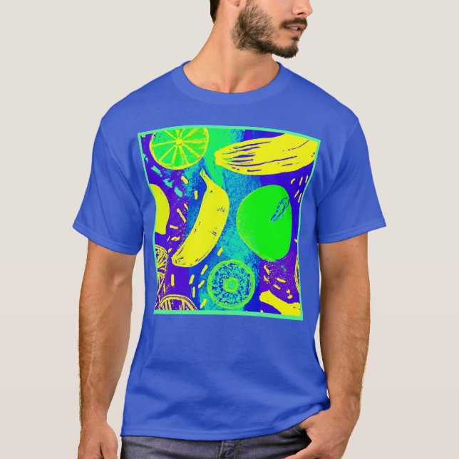 Camiseta Arte de Padrão de Cor Neon Expressiva do Fruta (Frente)
