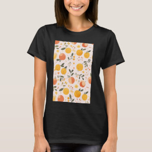 Camiseta Arte de Padrão de Fruta de Pêssego Vintage