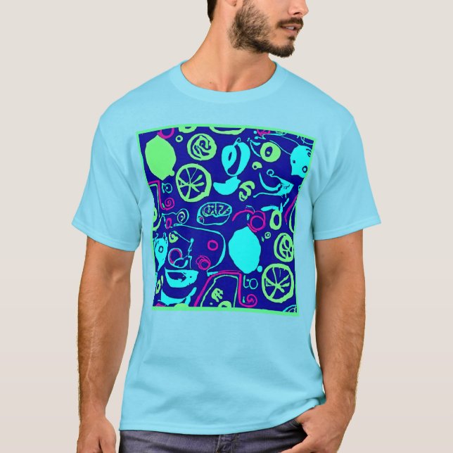 Camiseta Arte de Padrão do Neon Fruta (Frente)
