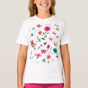 Camiseta Arte de Padrão Floral Vibrante
