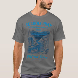 Camiseta Arte de paisagem de canoa no rio selvagem amigos a
