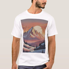 Camiseta Arte de Paisagem Majestosa de Montanha Nevada