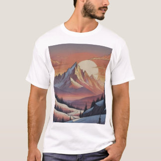 Camiseta Arte de Paisagem Majestosa de Montanha Nevada
