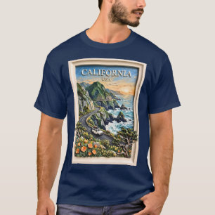 Camiseta Arte de Paisagem Vintage da Viagem de Carro pela C