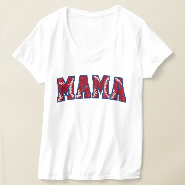 Camiseta Arte de palavra da mamãe de beisebol (Postura )