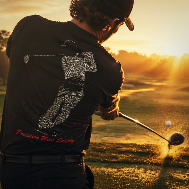Camiseta Arte de Palavras de Golfe Vence com Silêncio (Criador carregado)