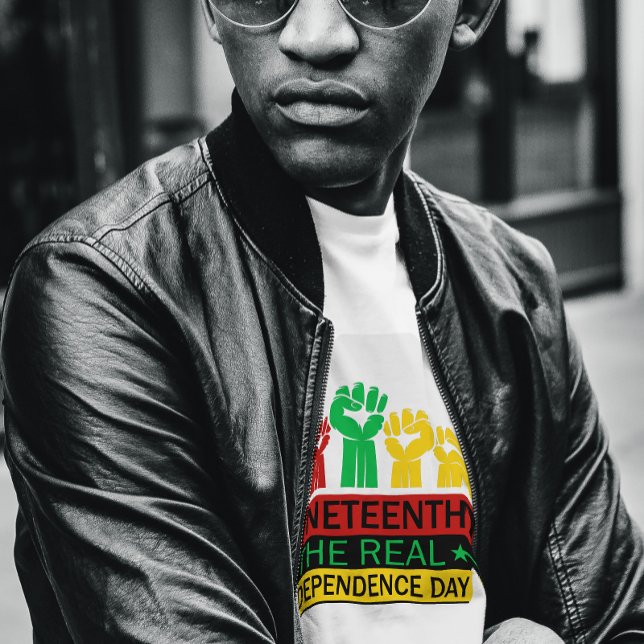 Camiseta Arte de Palavras Juneteenth Cores Pan-Africanas (Criador carregado)