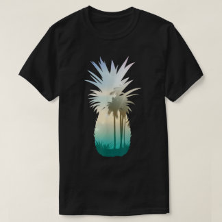 Camiseta Arte de Palmeira do Pôr do Sol de Abacaxi Tropical