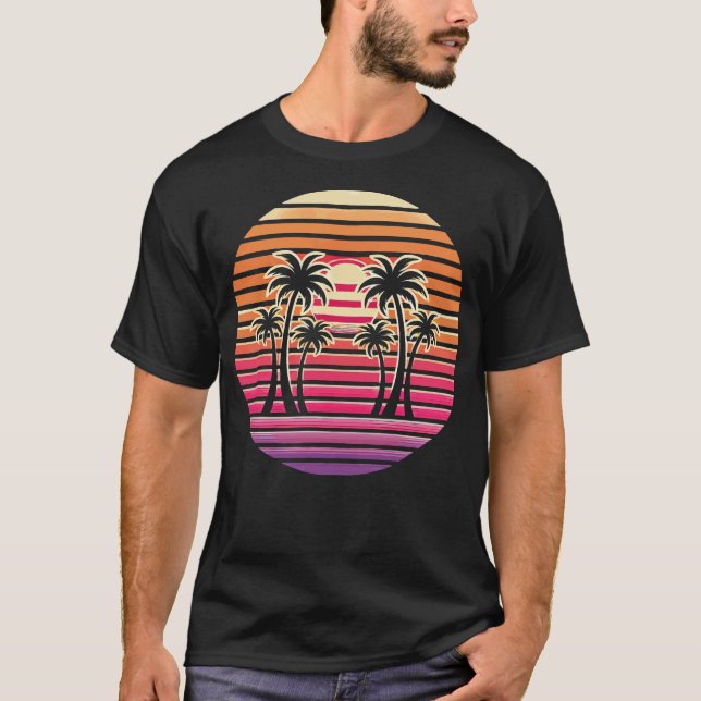 Camiseta Arte de Palmeira Sunset (Frente)