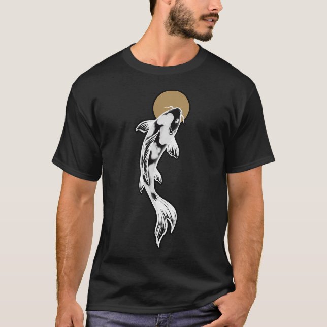 Camiseta Arte de Parede de Peixe Koi Branco (Frente)