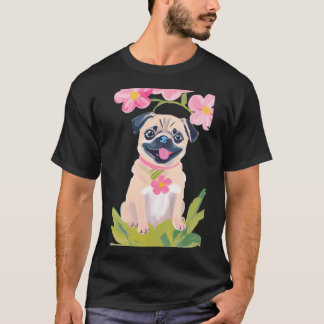 Camiseta Arte de Parede de Pug Bebê Fofo - Cachorrinho Ador