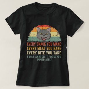 Camiseta Arte de Paródia Divertida de Gato Ladrão de Lanche