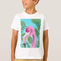 arte de pássaro em aquarela flamingo tropical flor