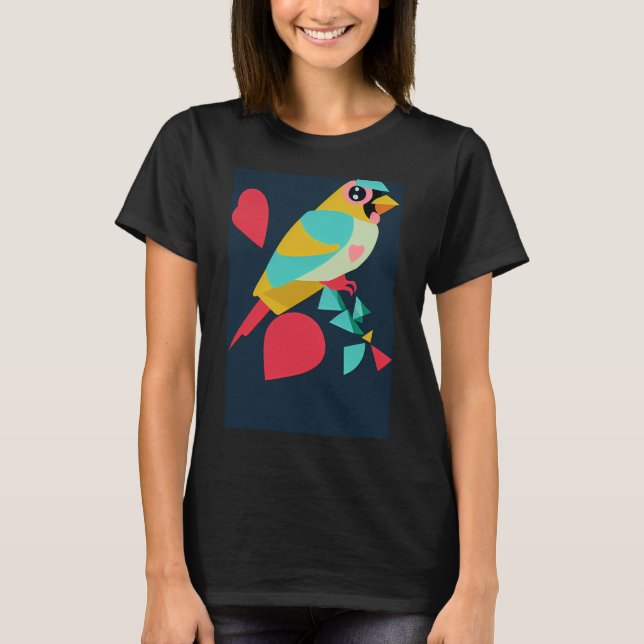 Camiseta Arte de pássaro fofo (Frente)