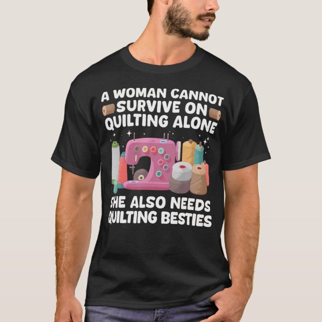Camiseta Arte de Patchwork Divertida Para Meninas Costureir (Frente)