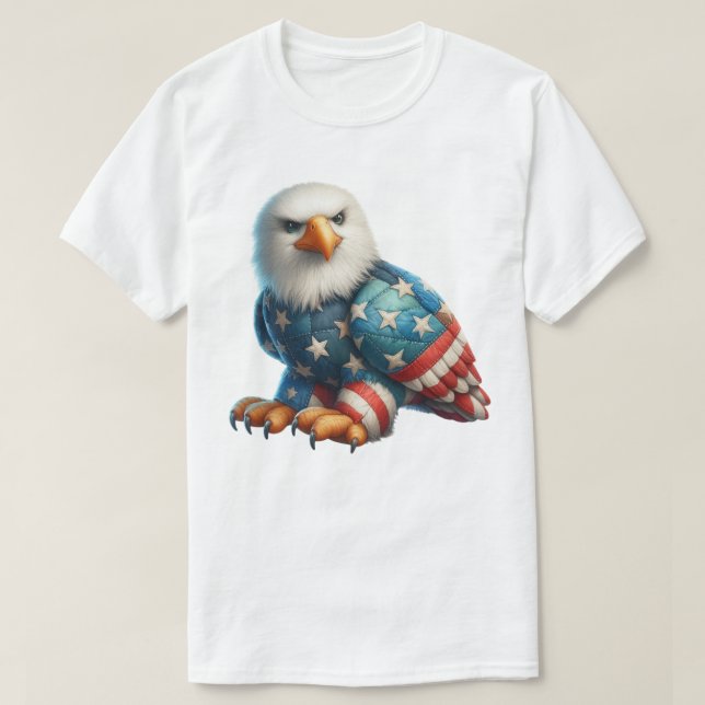 Camiseta Arte de Patchwork Patriota (Frente do Design)