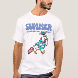 Camiseta Arte de Pato de Vibrações de Verão em Férias