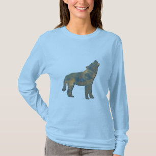 Camiseta Arte de pedra do lobo do falso