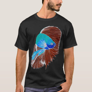Camiseta Arte de Peixe Betta - Estilo Negativo de Foto
