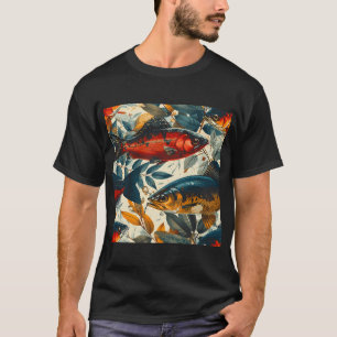 Camiseta Arte de Peixe Cor Clássico Vintage - F03